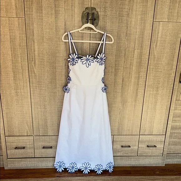 Commense Semi-Sheer Floral Embroidery Back Bow Maxi Dress - Picture 1 of 17